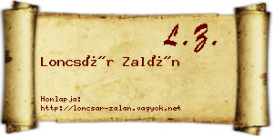 Loncsár Zalán névjegykártya